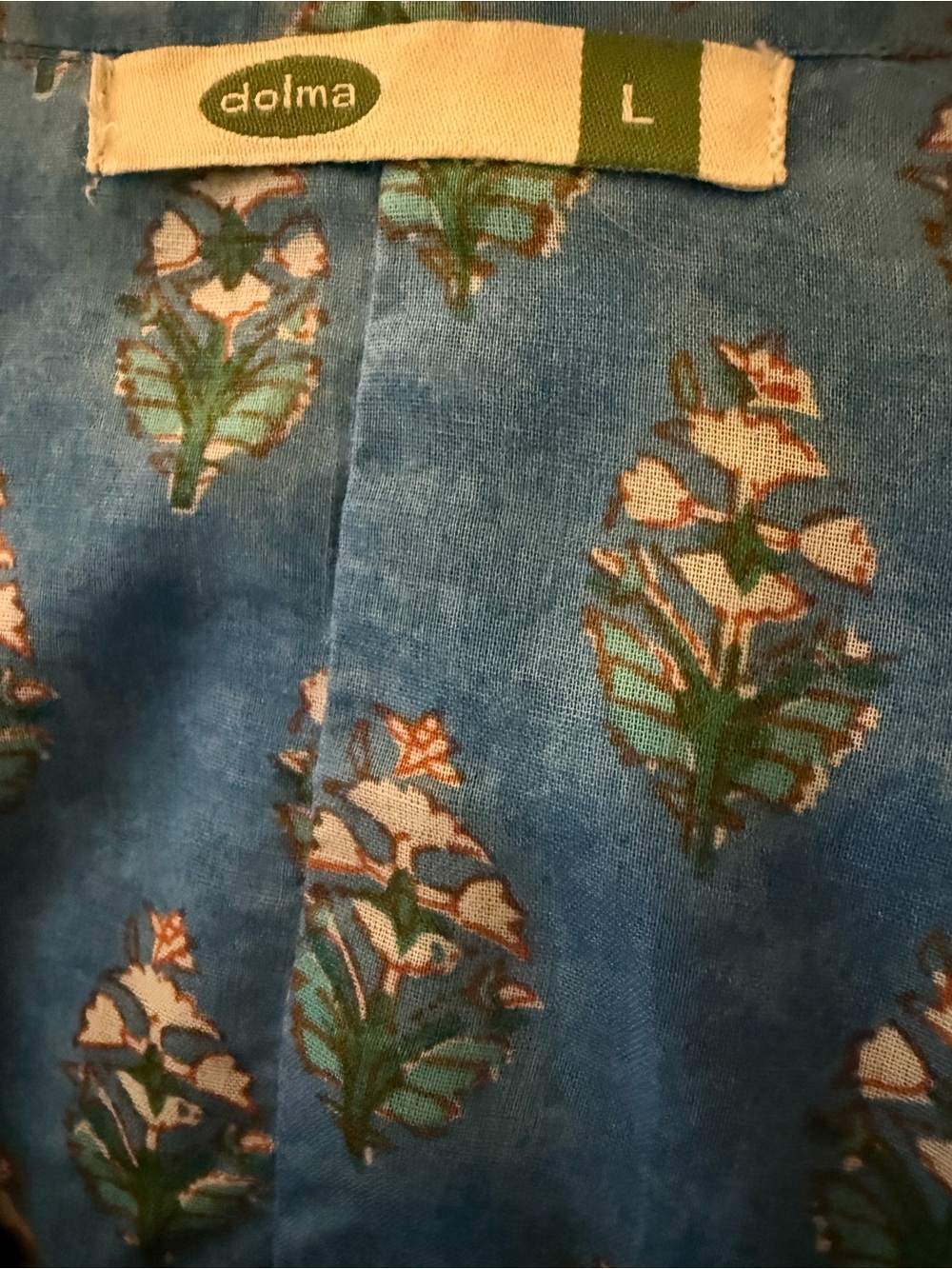Blue Floral V-Neck Midi Dress with Puff Sleeves - Picture 4 of 5